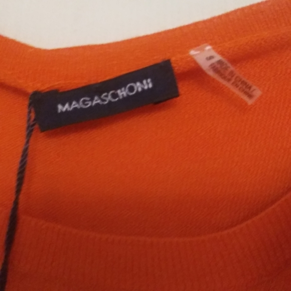 Magaschoni Cashmere Silk Sleeveless Sweater Top Tank Orange nectarine Small - Picture 3 of 10